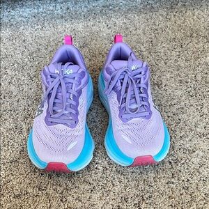 Hoka Bondi 8 Women's Lavender and Aqua Athletic Shoes